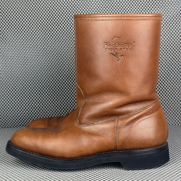Fin & Feather Insulated Boots Mens 8.5 D Brown Leather Zipper Made In USA - Picture 2 of 13